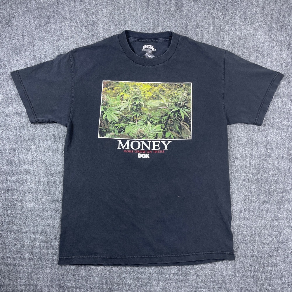 DGK Money Does Grow On Trees T-Shirt Mens Large Black Graphic Skate Tee
